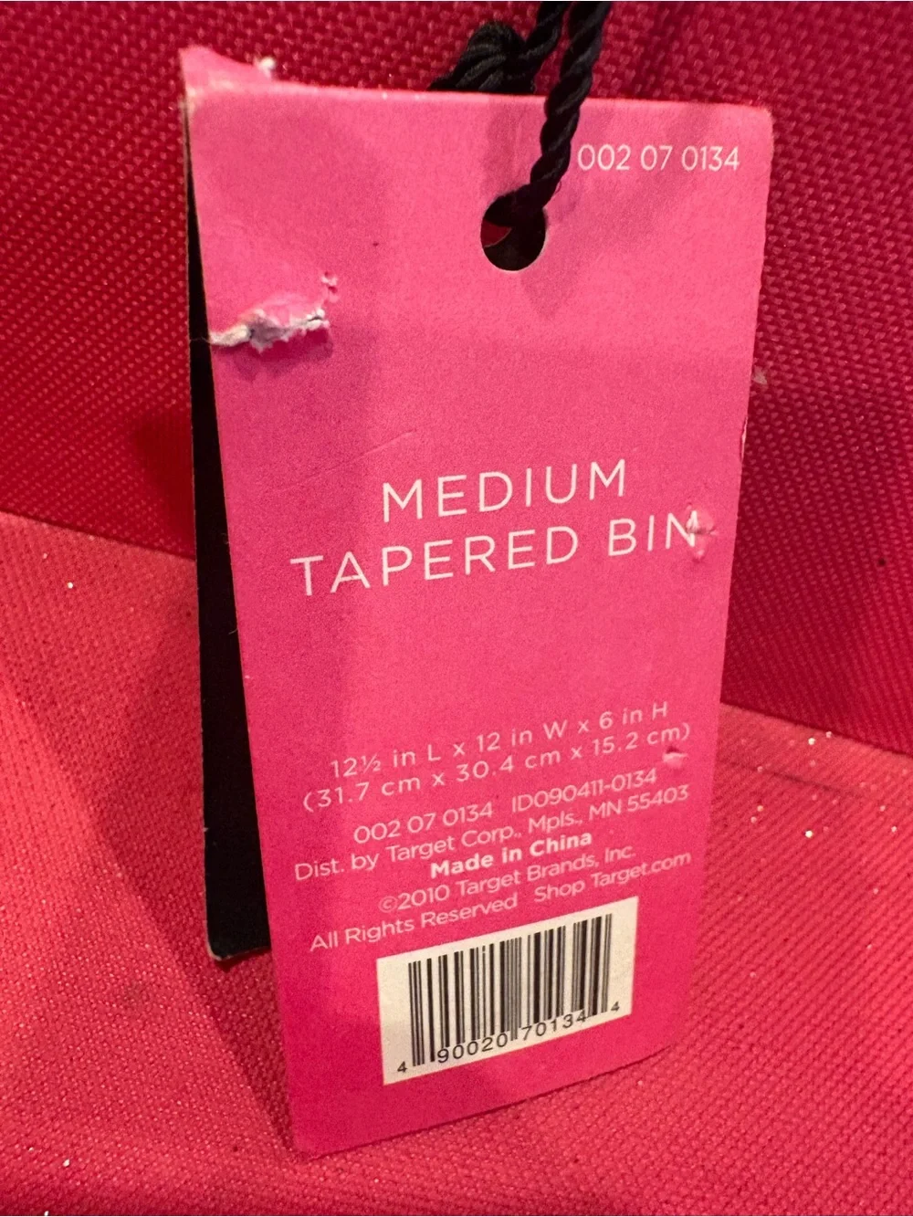 Target Hot Pink Tapered Bin Tag